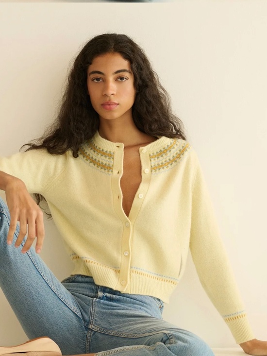Doen Sweaters - NWT DÔEN Olympe Cardigan S Gateau Annecy Fair Isle Wool Cashmere Ivory
